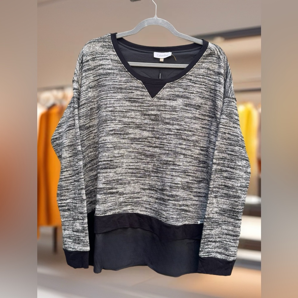 Calvin Klein Birch and Black Knit Top NWT